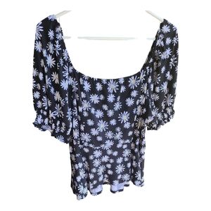 AUW  Black Flowers Shirt Size Xl